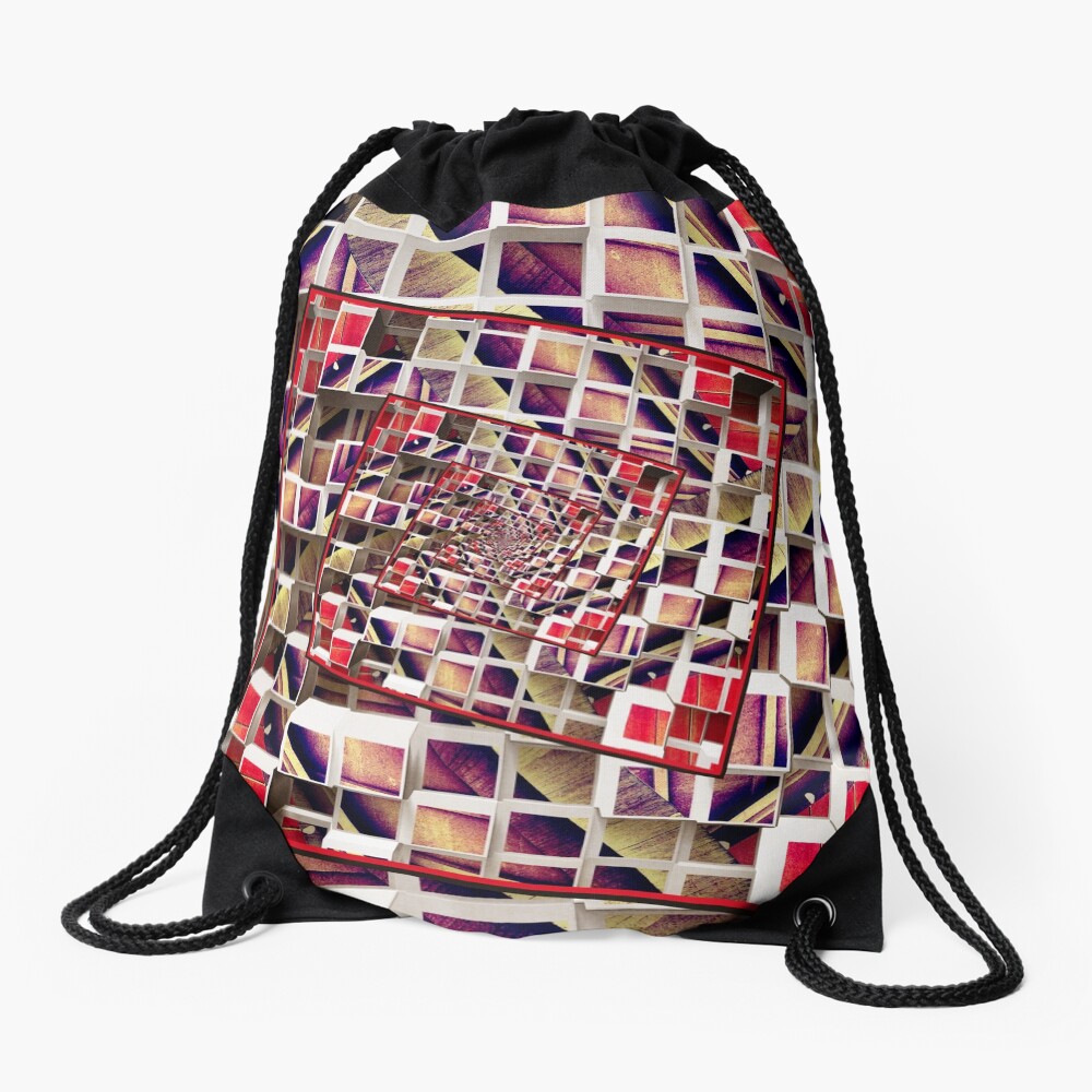 Infinite Rotating 3D Cubes Drawstring Bag
