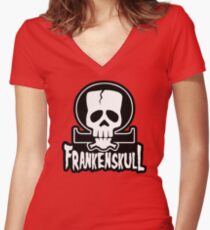 FrankenSkull New Ohm Logo Big Women's Fitted V-Neck T-Shirt