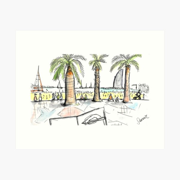 Barceloneta Beach - Barcelona - www.cycleyourheartout.com Art Print