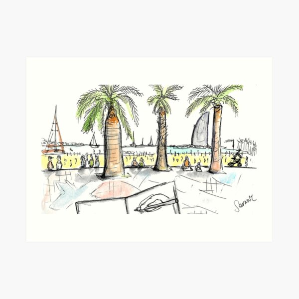 Barceloneta Beach - Barcelona - www.cycleyourheartout.com Art Print