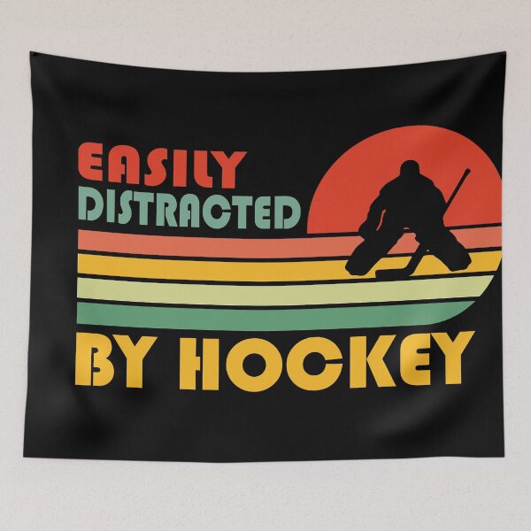 Item preview, Easily Distracted By Hockey Funny Vintage Soccer Ice Hockey Lacrosse Gift designed and sold by Theobsessed01.