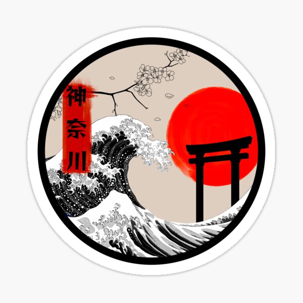 Japanese traditional art inspiration the great wave at rising sun Sticker  for Sale by shodark  Redbubble
