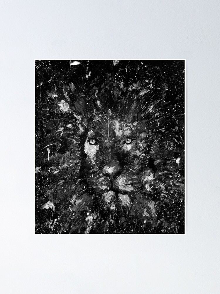Póster «león feroz pintura abstracta en blanco y negro» de GLLculture ...