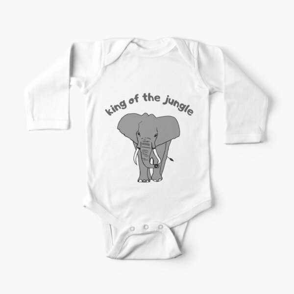 elephant t-shirt - king of the jungle - gift - birthday Long Sleeve Baby One-Piece