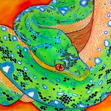 Artwork thumbnail, Green Tree Python VIVID by MothFeather