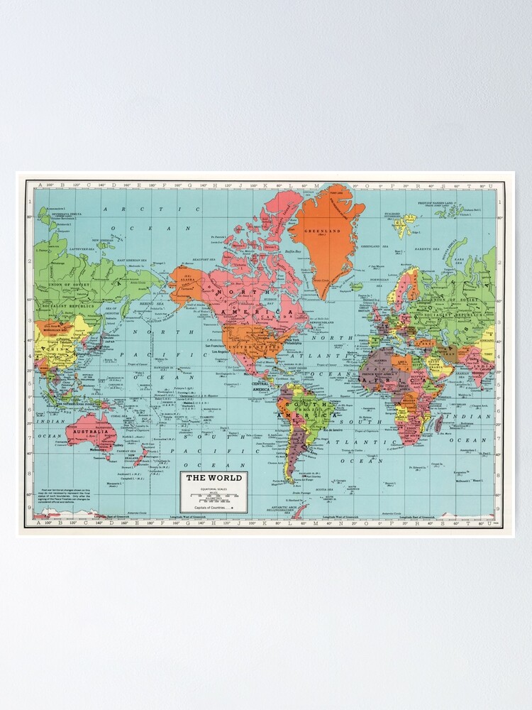 額装品/Old World Map Blue/ポスター Digital Blue Vintage Atlas World Map Printable Download