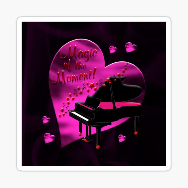 Legaculia piano grand piano heart pink black Sticker