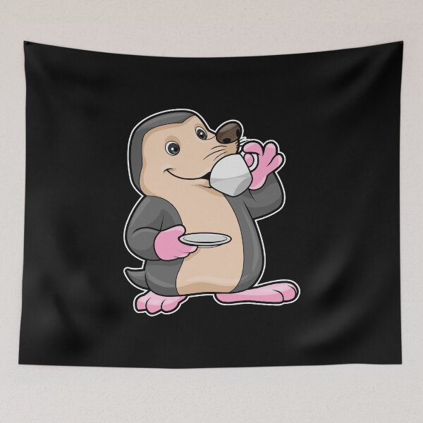Item preview, Mole with Cup of Coffee & Saucer designed and sold by Snabdesign84.
