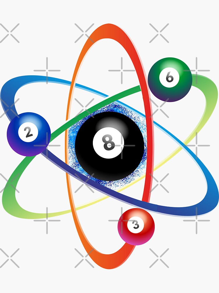 "Snooker Atom Billiard Table Billiard Balls Pool Billiards" Sticker by