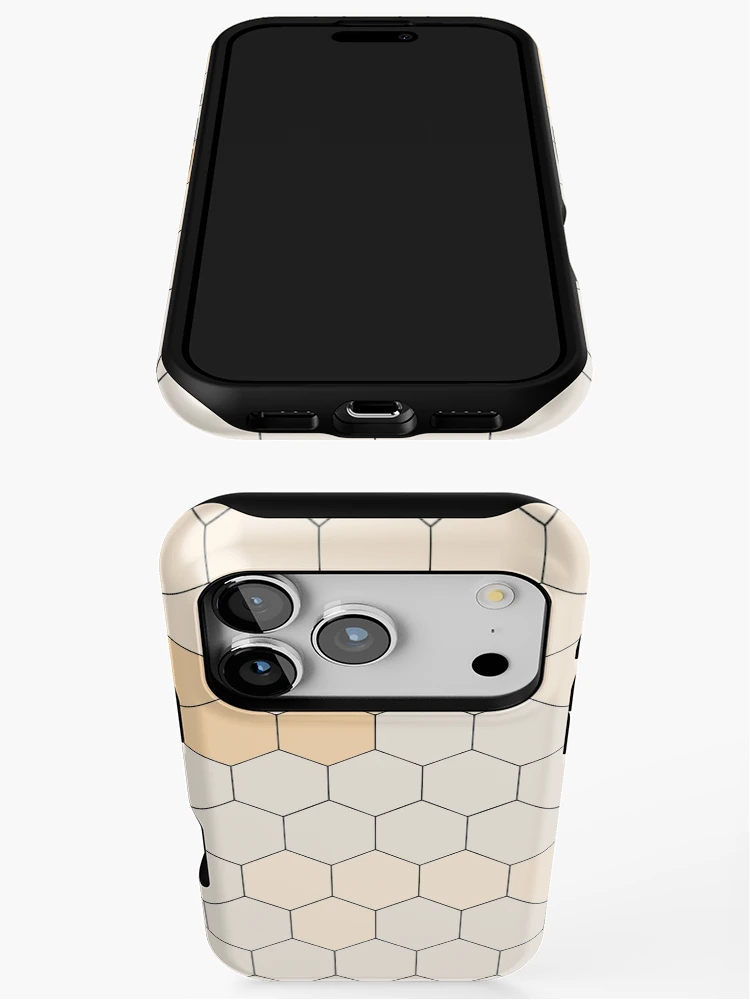 Thumbnail 3 of 4, iPhone Case, Hexagonal Cream Color Pattern designed and sold by MagicSpread.