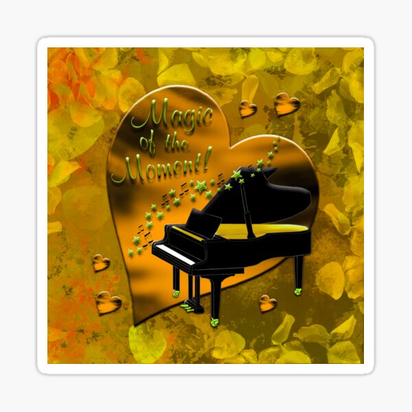 Legaculia piano wing heart yellow Sticker