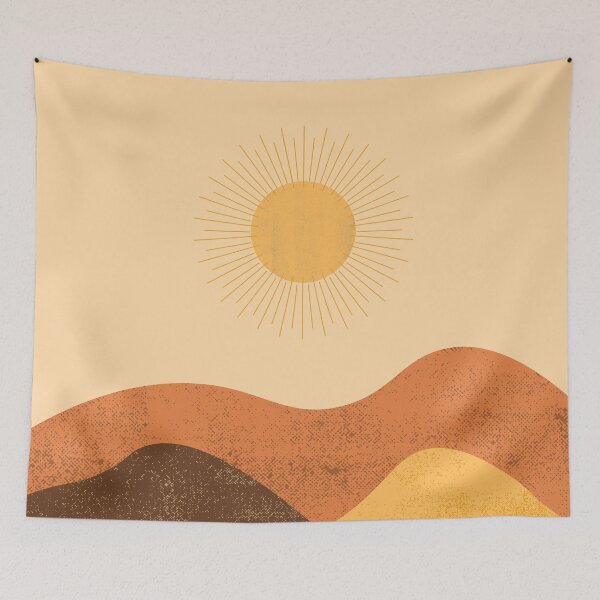 Item preview, Boho Mountain and Sun Landscape Digital Art designed and sold by NaomiBalog.