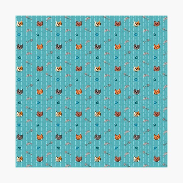 Item preview, Cute Cat Pattern in Blue designed and sold by ArtofJoeyEllson.