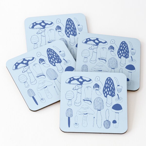 Item preview, Assorted Mushrooms - Blue Mushroom Pattern designed and sold by TheRainbowRoom.