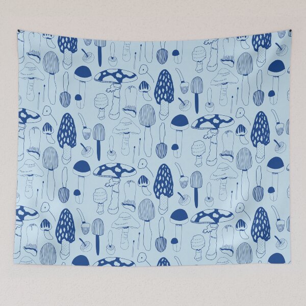 Item preview, Assorted Mushrooms - Blue Mushroom Pattern designed and sold by TheRainbowRoom.
