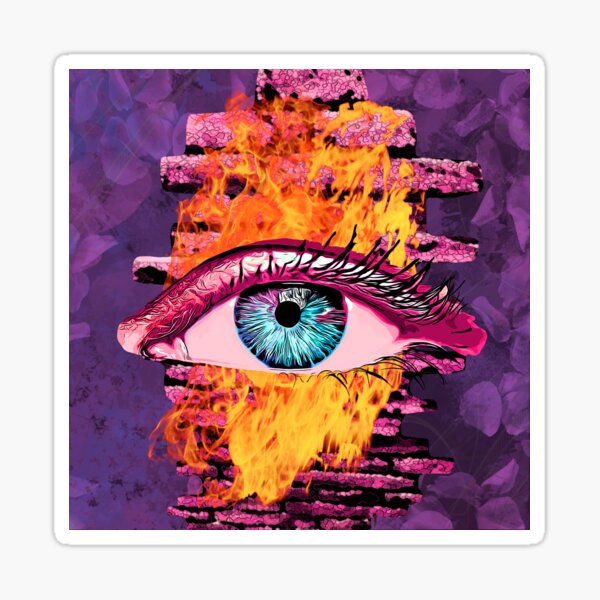 Legakulie Auge Feuer Mauer lila Sticker