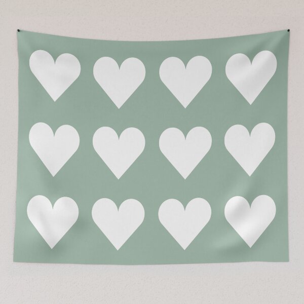 Item preview, Large WHITE & MUTED GREEN LOVE HEARTS designed and sold by RachelMacht.