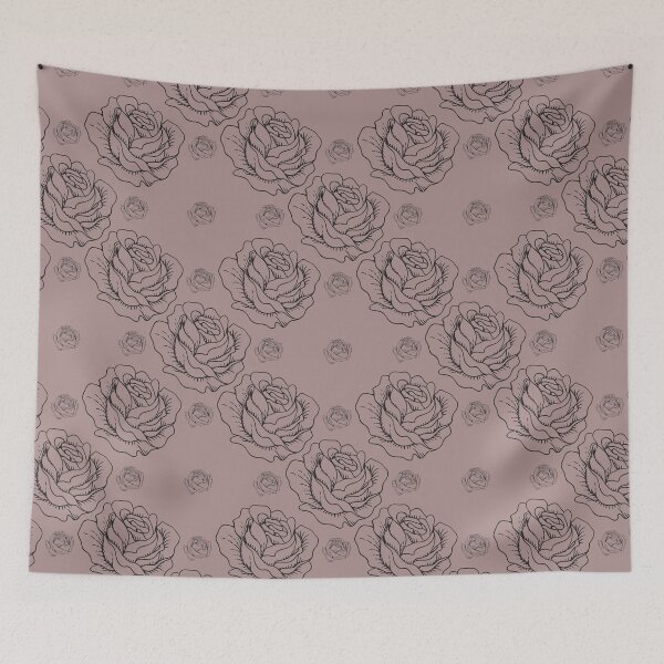 Item preview, Rose flowers monochrome pattern designed and sold by fairytaleprints.