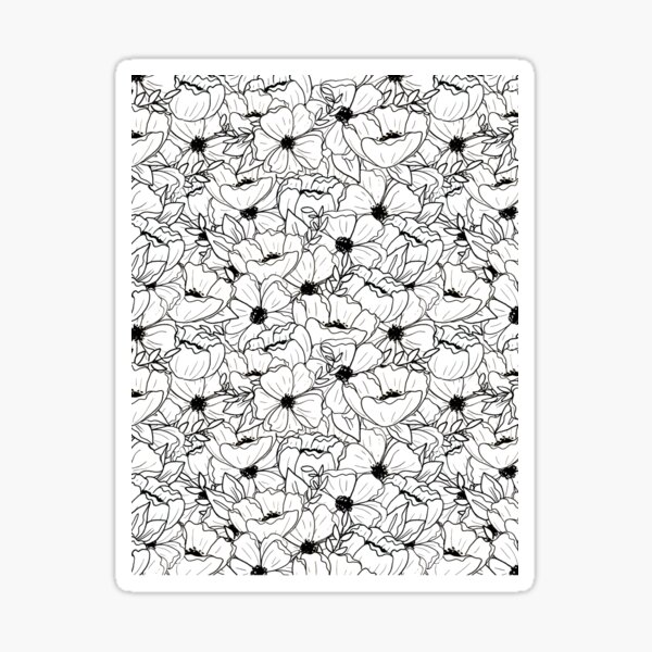 Black and white floral Sticker