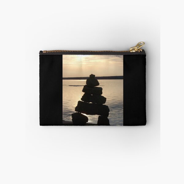 Item preview, Inuit Inukshuk Balanced Rock Man Meditation Sunset Over Water designed and sold by dreamlifemojo.