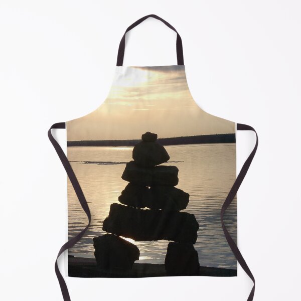 Item preview, Inuit Inukshuk Balanced Rock Man Meditation Sunset Over Water designed and sold by dreamlifemojo.