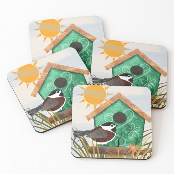 Item preview, Chestnut-backed Chickadee on Green Bird House designed and sold by Kelly Lees.