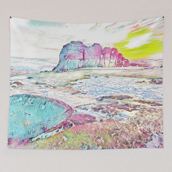 Item preview, Dartmoor national park sourton tor abstract designed and sold by TrippyEarth.