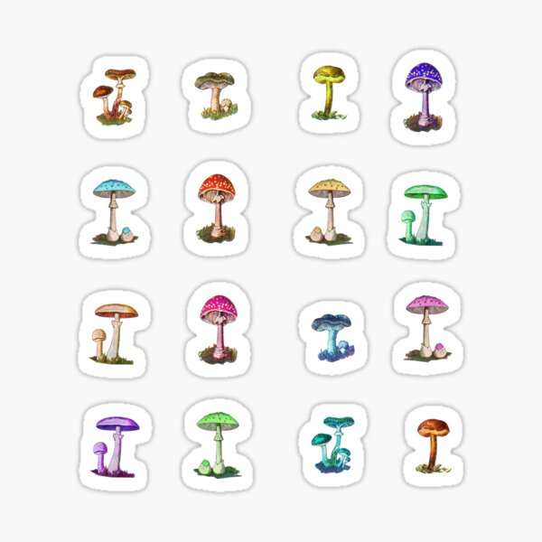 Electric Magic Mushrooms on Black Sticker