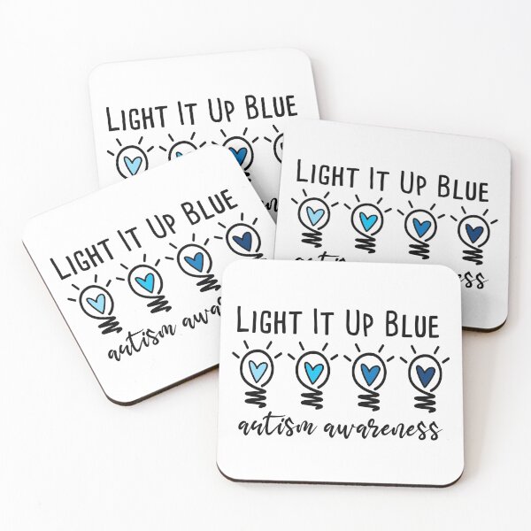 Item preview, Light It Up Blue Autism Awareness Blue Hearts Color Spectrum designed and sold by Rabbitti.