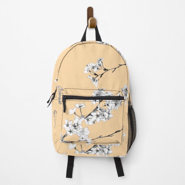 Item preview, Cherry blossom branches and butterflies on a light apricot designed and sold by Ninaeva.