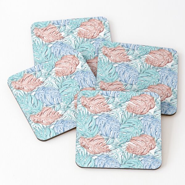 Aperçu de l'œuvre Pattern Feuilles Tropicales Bleu Turquoise Summer Pastel Nature créée et vendue par Jolly-Yosei.