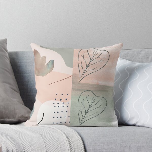 Item preview, Pastel Print with leaf pattern - pink and grey design. designed and sold by LizziesSpace.