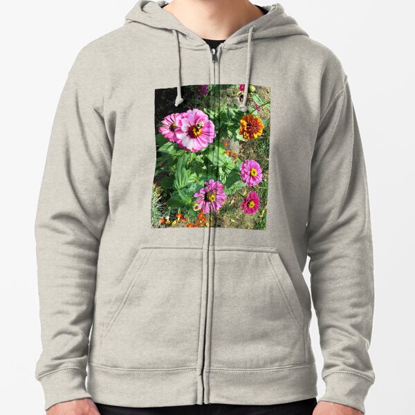 Zinnias Zipped Hoodie