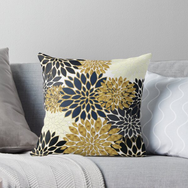 Item preview, Watercolor Abstract Vintage Indigo And Gold Minimalism Botanical Garden Big Flowers On White designed and sold by IZiets.