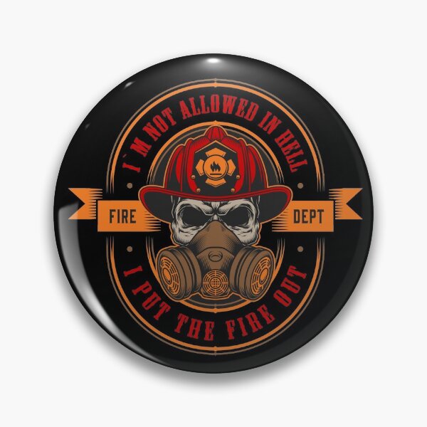 Item preview, Vintage Retro Fire Fighter Rescue, Fire Dept. Skull Badge & Quote designed and sold by Xeuno.