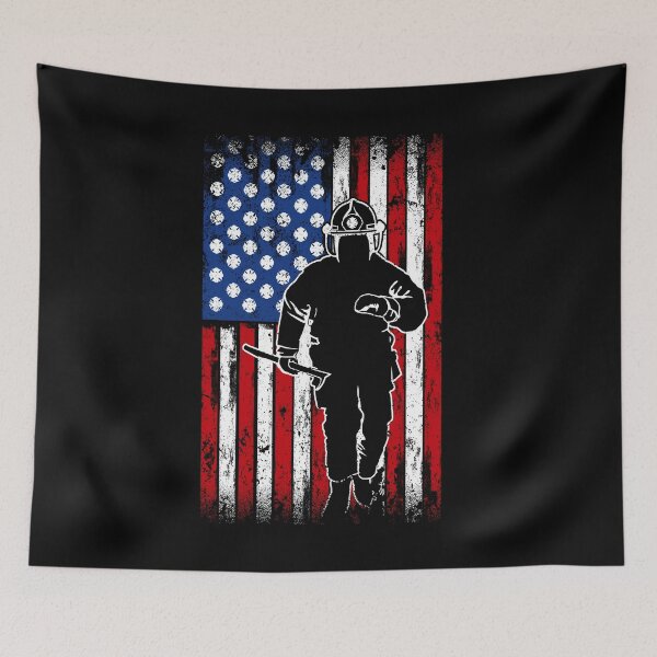 Item preview, FireFighter Rescue, Fireman Silhouette ,US Flag Patriotism designed and sold by Xeuno.