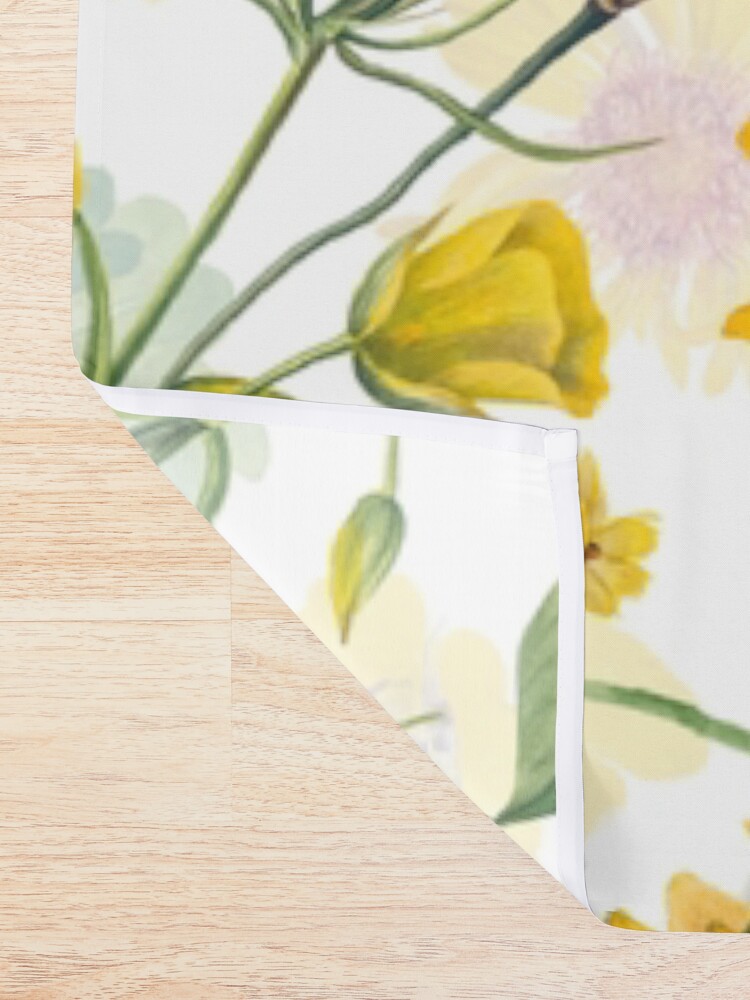 Alternate view of Vintage Yellow Wildflowers Meadow Shower Curtain