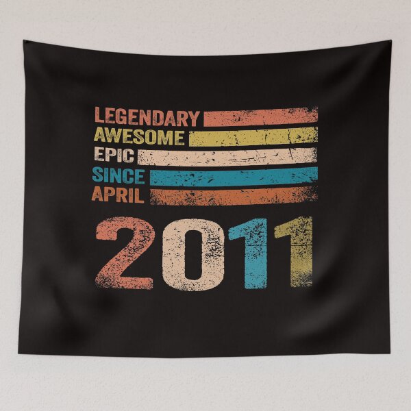 Item preview, 11th vintage retro birthday gift, Awesome since April 2011  designed and sold by Majesticoo.