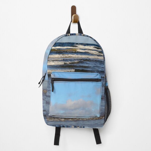 Item preview, White cumulus clouds in sky over wavy Baltic sea designed and sold by lena-maximova.