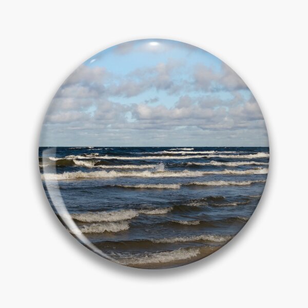 Item preview, White cumulus clouds in sky over wavy Baltic sea designed and sold by lena-maximova.