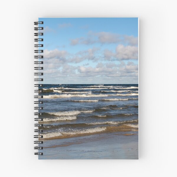 Item preview, White cumulus clouds in sky over wavy Baltic sea designed and sold by lena-maximova.