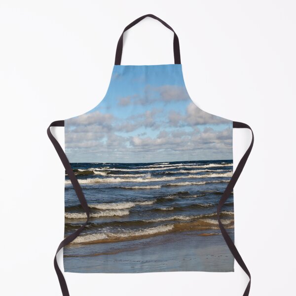 Item preview, White cumulus clouds in sky over wavy Baltic sea designed and sold by lena-maximova.