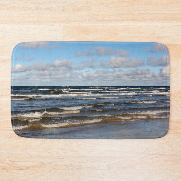 Item preview, White cumulus clouds in sky over wavy Baltic sea designed and sold by lena-maximova.