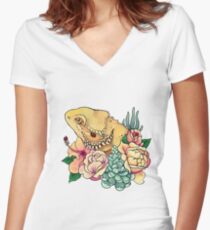 Camiseta entallada de cuello en V Pastel barbudo dragón