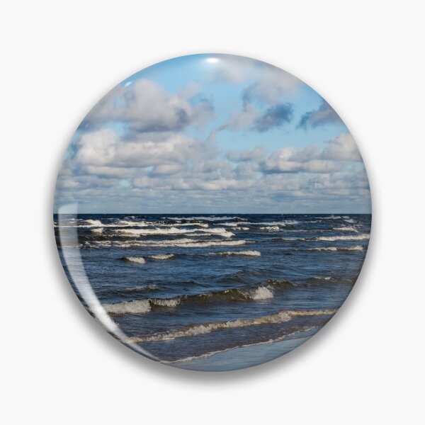 Item preview, White cumulus clouds in sky over wavy Baltic sea designed and sold by lena-maximova.
