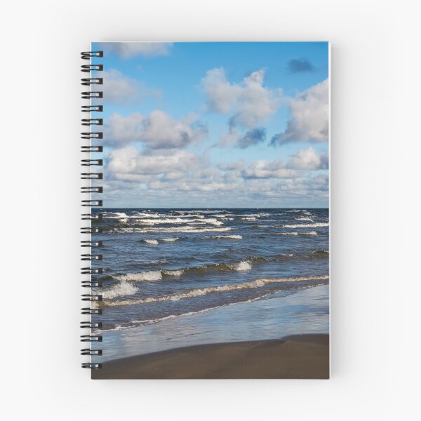 Item preview, White cumulus clouds in sky over wavy Baltic sea designed and sold by lena-maximova.
