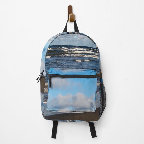 Item preview, White cumulus clouds in sky over wavy Baltic sea designed and sold by lena-maximova.