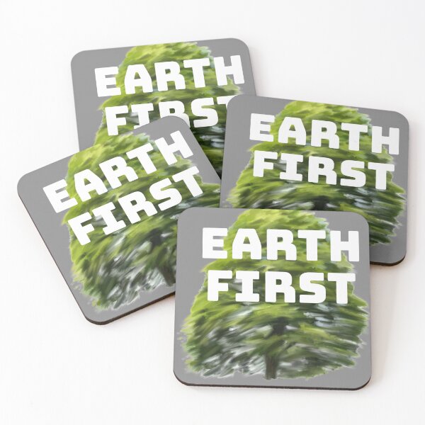 Item preview, earth first bright green painted tree environmental activism and conservation design designed and sold by TheGeoShop.