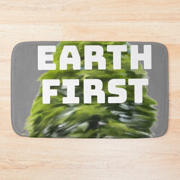 Item preview, earth first bright green painted tree environmental activism and conservation design designed and sold by TheGeoShop.