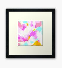 Bailee - helles Neonpink, blaue, gelbe abstrakte Kunst Gerahmtes Wandbild